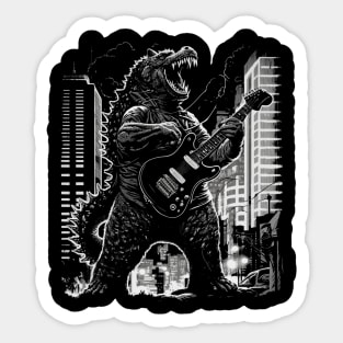 Godzilla Playing a Guitar Sticker